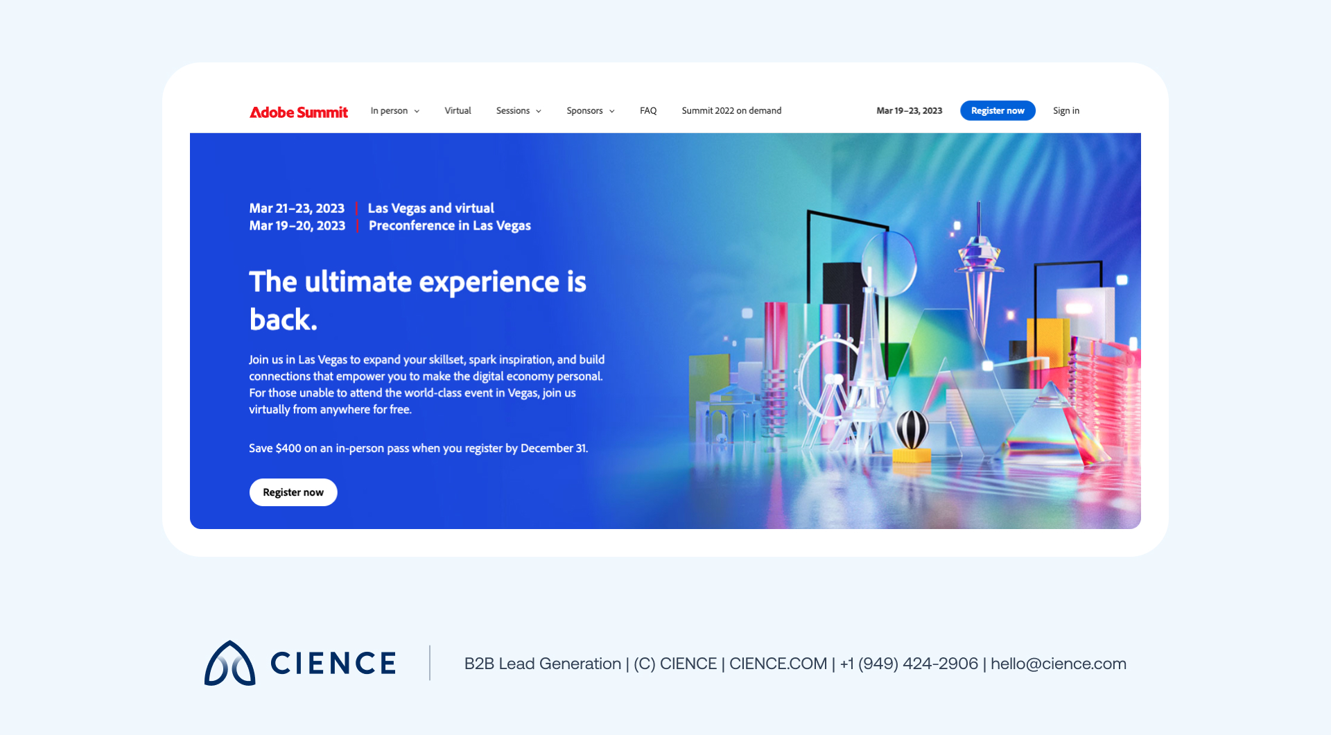 Adobe Summit keynote stage in Las Vegas with digital marketing executives in attendance